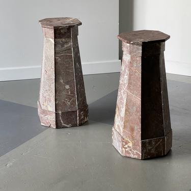 Pair of Marble Octagonal Pedestals