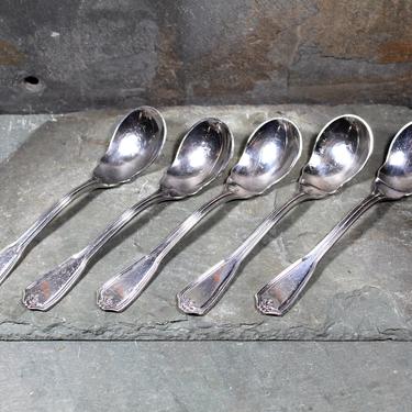 Set of 5 Reed &amp; Barton Silver Plate Preserve Spoons - Commonwealth Pattern - Silver Sugar/Berry Spoons | FREE SHIPPING 