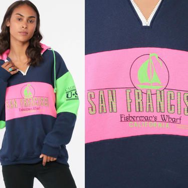 San Francisco California Neon Rainbow Zip-Up Hoodie