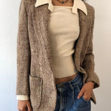 Vintage Brown Eggplant  Casual Wool Jacket 