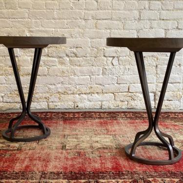 MODERN Metal + Wood END TABLES / Pedestal Stands / Nightstands / Side Tables 