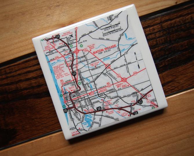 1994 Baton Rouge Louisiana Map Coaster. Baton Rouge Map. Vintage ...