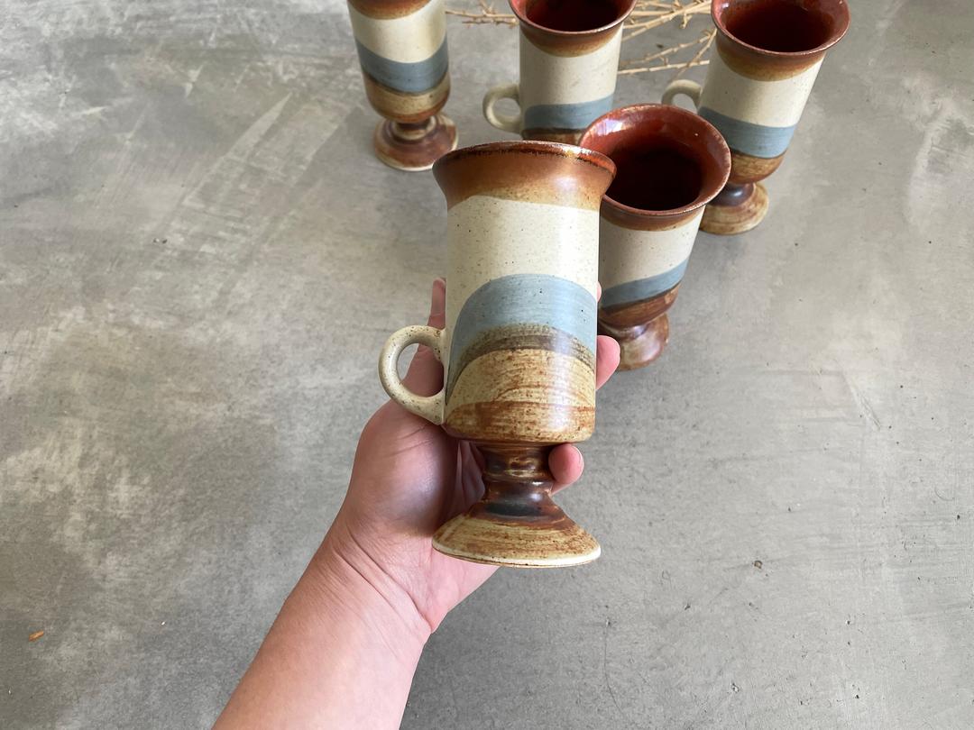 Vintage OTAGIRI Irish Coffee Mugs Set of 2 Brown and Gray 