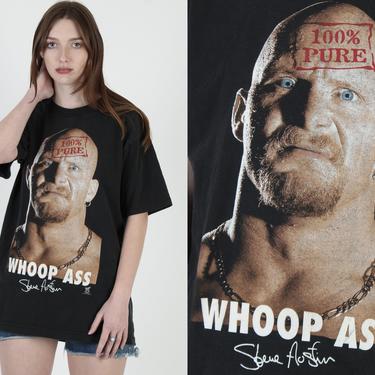 Vintage WWF 1998 Stone Cold Steve Austin 100% Pure Whoop Ass WWE Wrestling T Shirt 