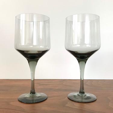 Pair of Orrefors Rhapsody Smoke Crystal Water Glasses (7 1/4&amp;quot;) by Sven Palmqvist - Multiple Available 
