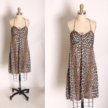 1960s Leopard Print Sleeveless Racer Back Night Gown by Vanity Fair 