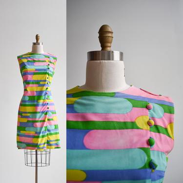 1960s Rainbow Striped Day Dress 