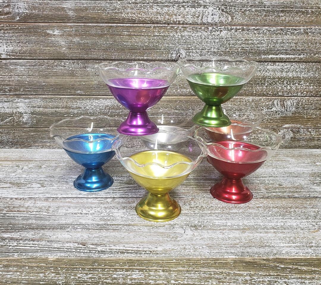 Vintage Rainbow Metal Cups Colorful Aluminum Drinking Cups Mcm Kitschy