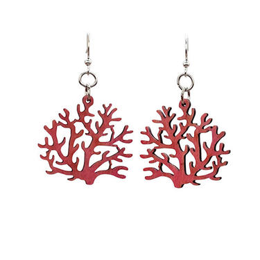 Coral - Earrings laser Cut from Sustainable Wood Source 