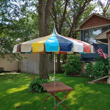 Groovy California Umbrella Circus Top Rainbow Patio Umbrella 