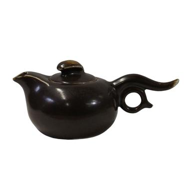 Chinese Handmade Distressed Brown Glaze Ceramic Accent Teapot ws339E 