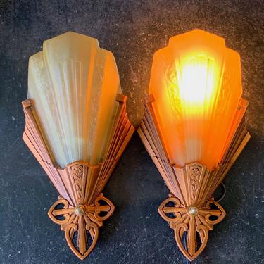 Slip Shade Wall Sconces by Virden #1869 SHIPPING INCLUDED 