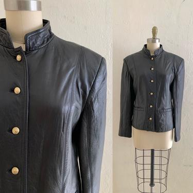 vintage 80's black leather  lord & taylor jacket 