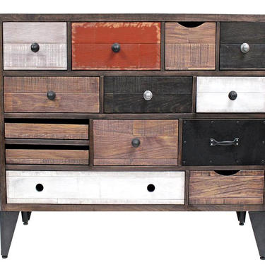 Industrial Rustic Style Solid Wood And Metal 13 Drawer Dresser