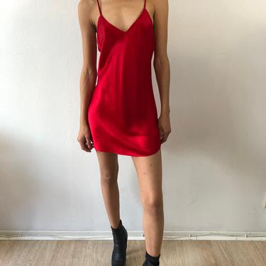 Vintage Andres Intimes  Red Silk Slip Dress 