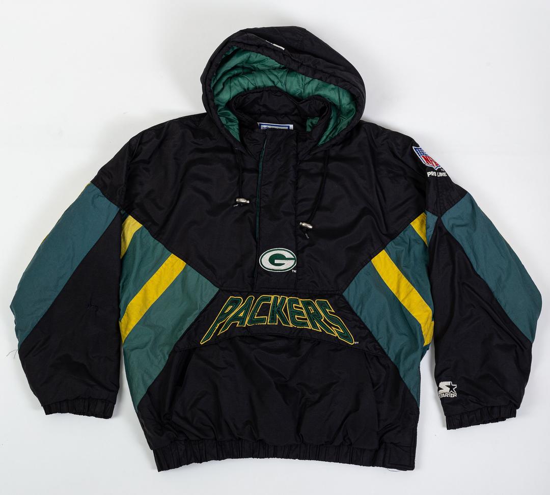 Green Bay Packers 90s Hooded Pullover Puffer Hoodie Starter Vintage Ja –  thefuzzyfelt