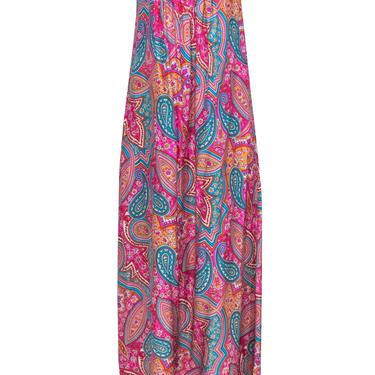 Alice &amp; Trixie - Pink &amp; Multicolored Paisley Print Silk Maxi Dress Sz XS