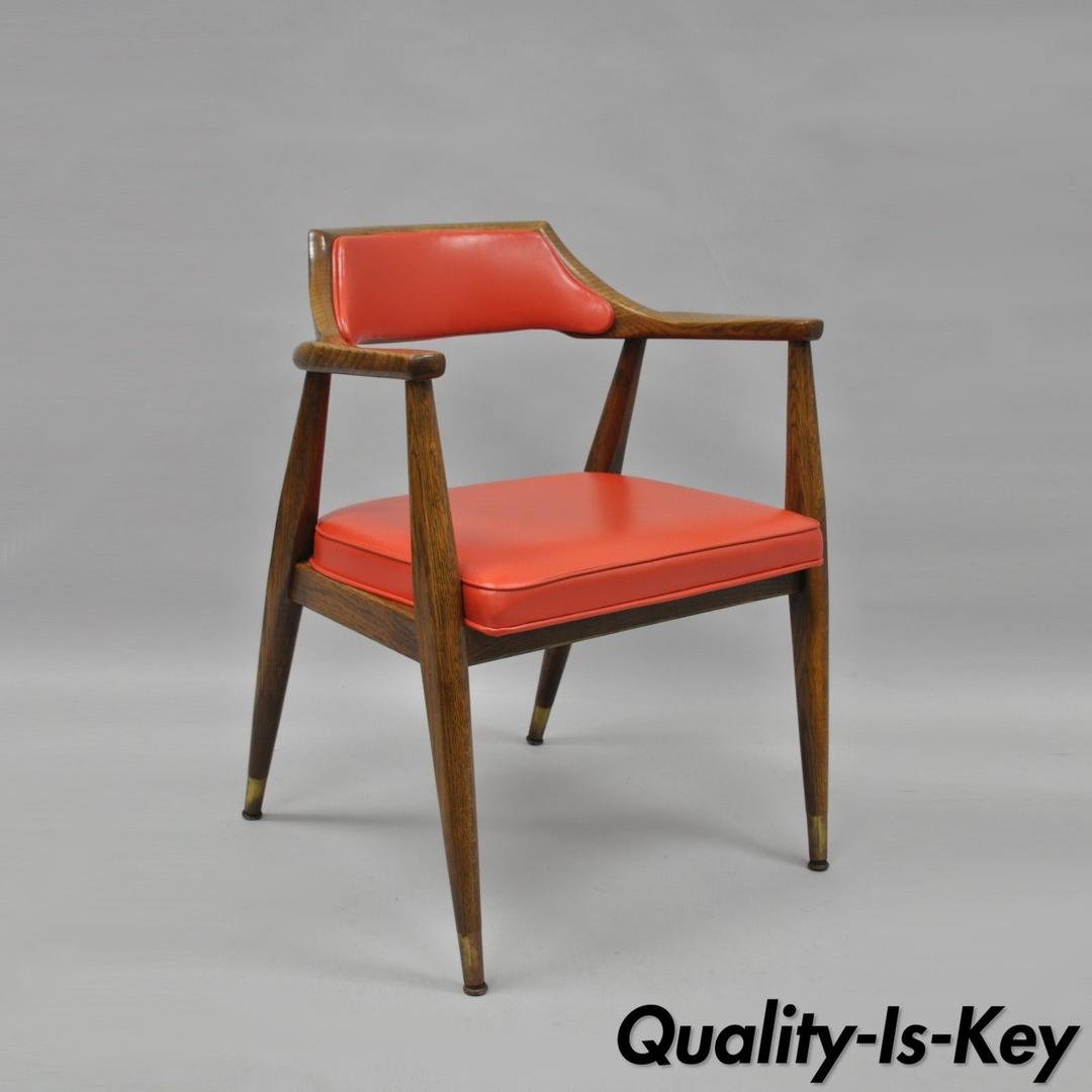 Jasper Chair Co Mid Century Modern Oak Wood Red Vinyl Quality is Key