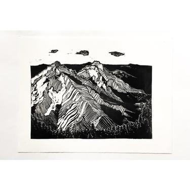 "Three Sisters" Hand Cut Lino Print