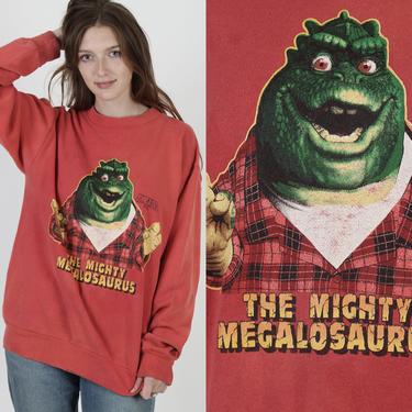 Vintage 90s Dinosaurs The Movie Mighty Megalosaurus Cartoon Sweatshirt SSI XL 
