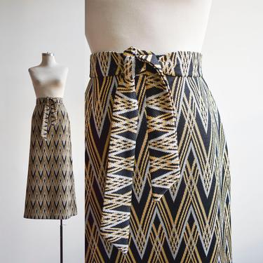 1970s Black Silver & Gold Maxi Skirt 