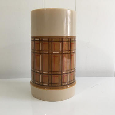 Vintage Aladdin Thermos Bottle Best Buy Brown Plaid Lunchbox Coffee Soup Office Picnic Retro 1970's Kitchenware 