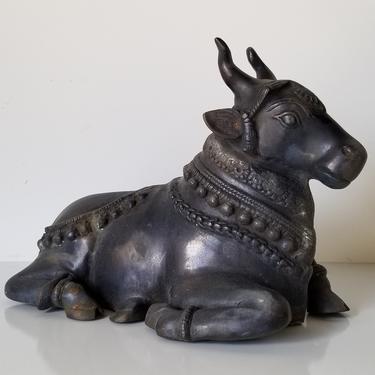 Antique Indian Bronze Nandi Bull Sculpture 