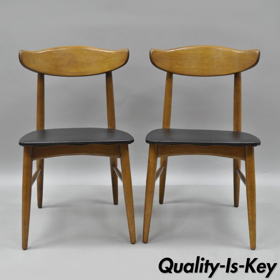 Mid Century Modern Walnut Dining Chairs Baumritter Roommates Curved