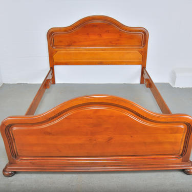 Vintage French Country Style Cherry Wood Full Size Bed Frame 