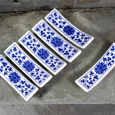 Set of 6 Classic Blue & White Knife Rests - Ceramic Chop Stick Rests | FREE SHIPPING 