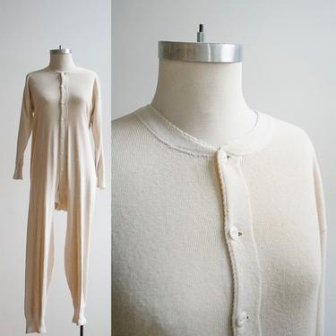 Vintage Long Underwear / Vintage Union Suit / Cotton Knit Long 