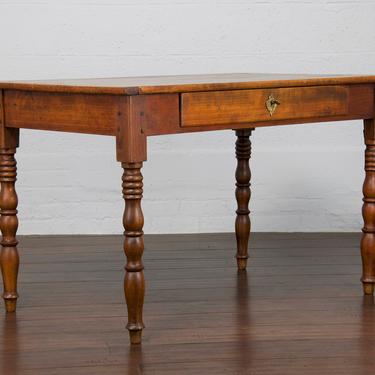 Late 19th Century Country French Rustic Farmhouse Style Walnut Writing Desk or Mid-Size Dining Table 
