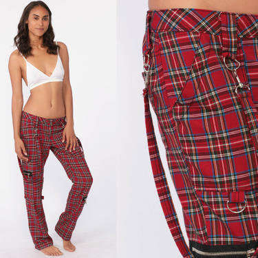 90s Red Plaid Pants