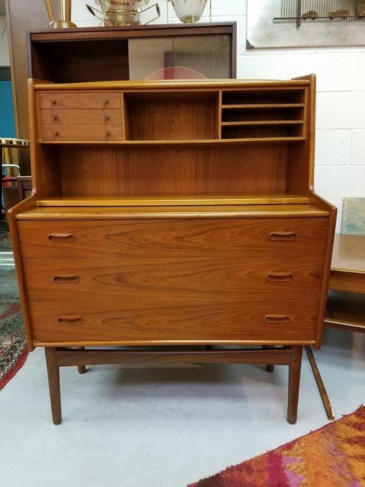 Danish Teak Mid Century Modern Secretary Desk From Vintage Mc Of