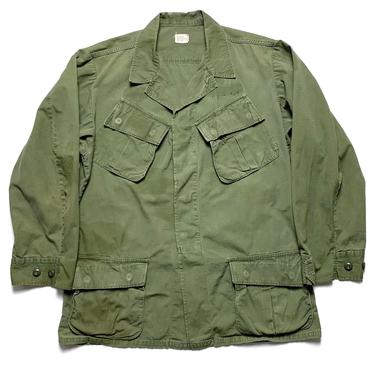 Vintage 1960s Vietnam War US Army Jungle Fatigue Jacket ~ M Long ~ Slant Pockets ~ Combat, Tropical, Coat ~ Rip Stop Cotton Poplin 