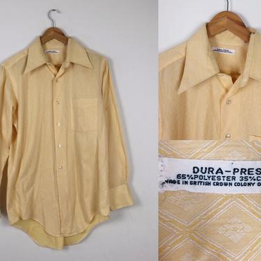1960s/70s Vintage Light Orange Button Up - Size M by HighEnergyVintage