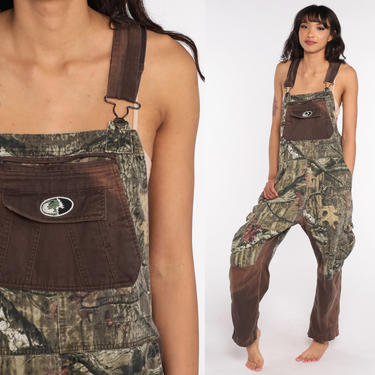 Camo Overalls 90s Hunting Overalls BIB Camouflage Army Pants Grunge Long Cotton Dungarees Streetwear Workwear Vintage Large xl l 