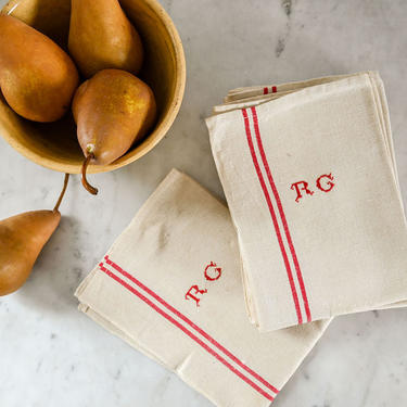 vintage french monogrammed "rg" kitchen towels