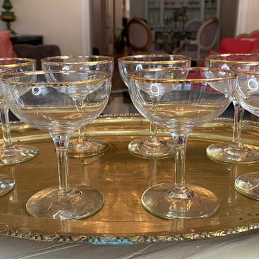 Classic Gold Rimmed Champagne Coupes - Set of 8 