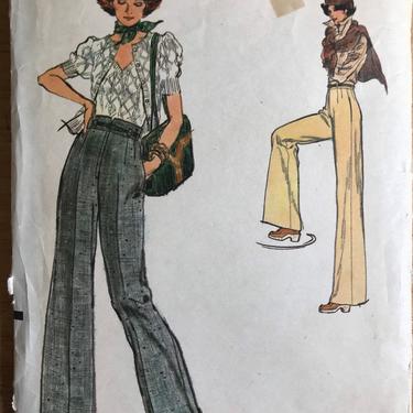 Vintage Vogue 9086 Pants Pattern  70s Wide Leg Trousers Sewing