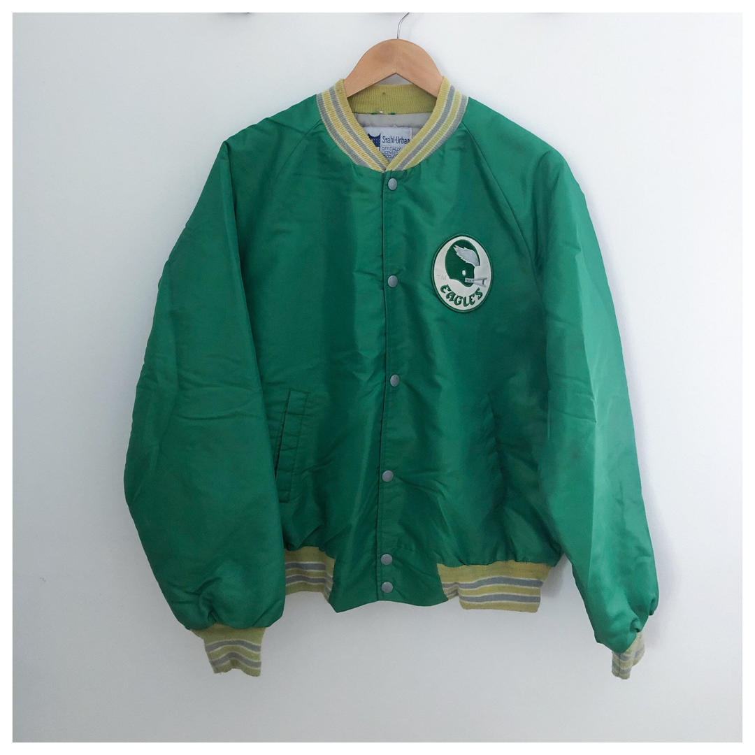 70s Washington State Starter Jacket XL Babe Ruth Baseball Green