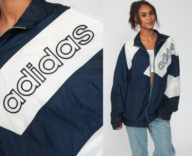 Blue Adidas Windbreaker 90s Striped Track Jacket Color Block Jacket 1990s Sporty Zip Up Track Jacket Men 39 S Large Women 39 S Xl By Shopexile From Shop Exile Of Los Angeles Ca Attic
