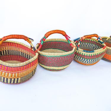 Gorgeous Hand Woven African Baskets with Leather Handle Detailing (Sold Separately) 