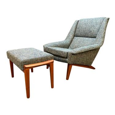 Vintage Danish Mid Century Modern Teak Lounge Chair and Ottoman Model 4410 by Folke Ohlsson for Fritz Hansen 