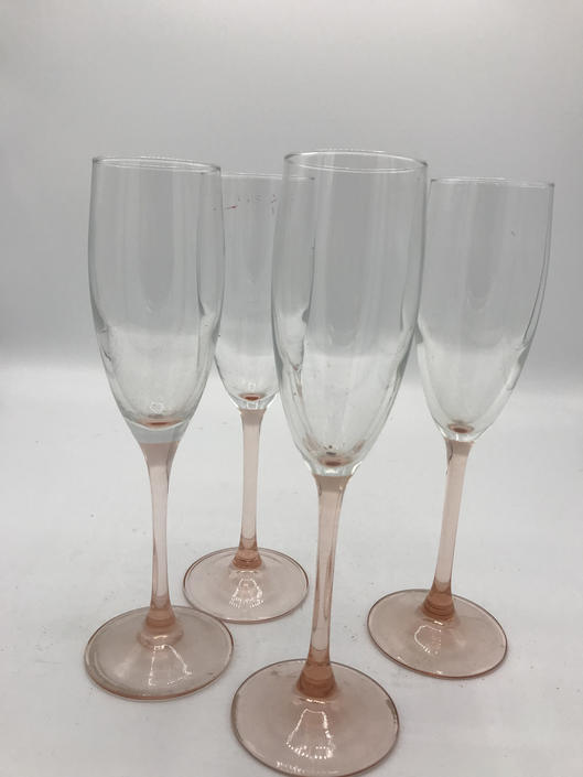 Lovely Vintage 4 Arcoroc France Champagne Glasses Flutes Set Pink Stemmed Great Condition 8 3 4 Quot By Joanntiques From Joanntiques Of San Diego Ca Attic