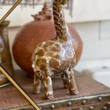 Vintage Handmade Mid Century Modern Giraffe Animal primitive retro deco abstract zoo brown ceramic pottery 