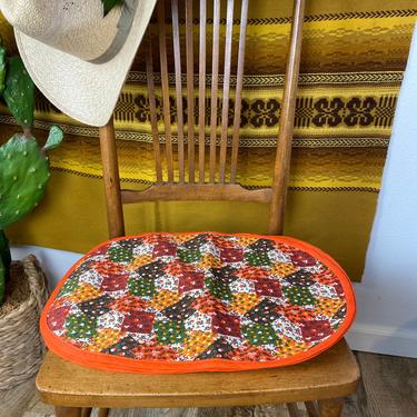 Set of 4 Vintage 70s Patchwork Fabric Placemats 