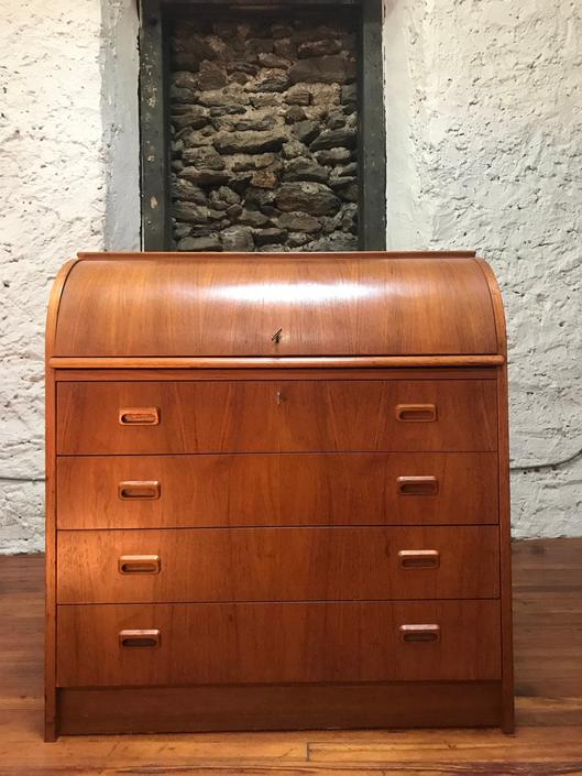 Mid Century Roll Top Desk Danish Modern Secretary Desk Mid Century