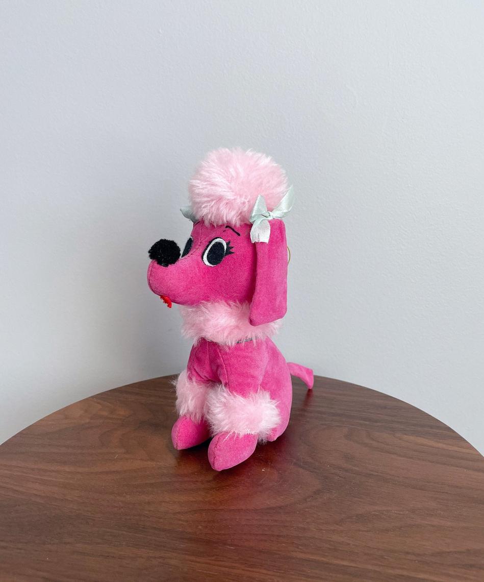 Vintage 70s Holiday Fair Pink Stuffed Poodle | Vintage Chic | Northern VA