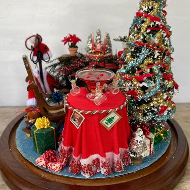 Vintage Christmas Diorama By Patty Lloyd Beverly Hills, Christmas Tree Fire Place Miniature Diorama 